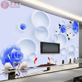 定制墙画简约现代大型壁画蓝玫瑰电视背景墙纸客厅卧室无纺布壁纸