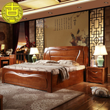 全实木床中式双人床1.8米1.5m单人床儿童床卧室家具高箱储物婚床