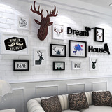 鹿头创意客厅沙发背景墙装饰画饭店美发厅酒吧网吧店铺挂画墙壁画