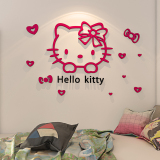 Kitty凯蒂猫墙贴3d立体墙贴画亚克力卡通创意卧室儿童房装饰墙壁