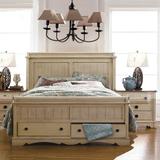 美式实木白色做旧1.8米床法式复古1.5米双人床橡木婚床高箱储物床