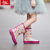 儿童雨鞋加绒冬季女 防滑防水春秋水鞋橡胶鞋套 中筒小孩公主雨靴