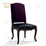 美式新古典实木布艺软包餐椅欧式高背椅休闲椅高档酒店咖啡厅椅子