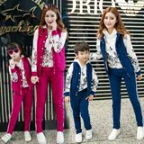 新款亲子装冬装2016母女装春秋冬季韩版童装运动卫衣马甲三件套装