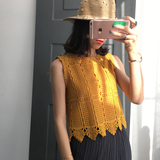 夏韩版新款女装2016女士蕾丝背心吊带打底黄色修身显瘦短款小上衣