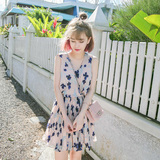 mimius2016年夏季新款日系甜美V领松紧收腰性感连衣裙女显瘦M5714