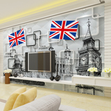 欧式现代手绘简约英伦欧洲建筑客厅电视背景墙纸壁画卧室