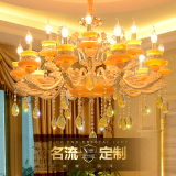 欧式水晶吊灯复式楼客厅大气卧室灯餐厅灯具锌合金天然玉石水晶灯