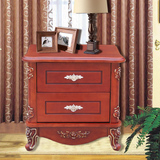 欧式床头柜 美式实木新古典床头柜 法式深色雕花描金复古储物柜