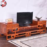 仿古中式实木电视柜组合客厅南榆木简约凹凸电视机柜特价