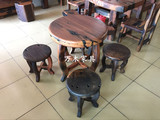 老船木圆桌阳台茶几户外小茶台实木圆桌餐桌椅组合家具休闲小户型