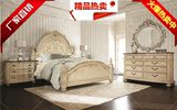 定制 美式乡村实木床双人床1.8米2法式复古欧式雕花大床卧室家具
