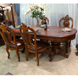 欧式餐桌美式实木餐台饭桌椭圆形餐桌椅组合餐厅家具一桌六椅