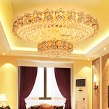 S金色水晶灯圆形客厅灯LED大气创意餐厅灯现代欧式大厅水晶吸顶灯