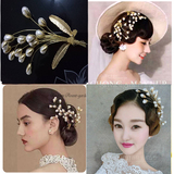 新娘花束金色结婚发饰套装韩式仿珍珠新娘头饰头花饰品