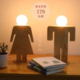 日式创意礼物北欧宜家书房卧室客厅实木实用男孩女孩情侣台灯包邮