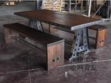 loft欧式餐桌实木餐桌椅组合铁艺小户型饭桌长方形洽谈桌简约现代
