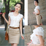 短袖女装雪纺衫2016韩版夏季新款修身大码职业OL工装白衬衣衬衫女
