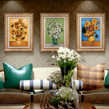 欧式花卉客厅名画装饰画 沙发背景墙卧室餐厅三联画挂画壁画