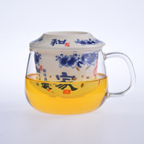 花茶杯子 玻璃陶瓷过滤带盖加厚泡茶具办公个人杯 柠檬杯 套杯