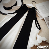 warmo2016夏季新款韩版修身显瘦圆领无袖雪纺衫蝴蝶结上衣娃娃衫