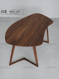 北欧原木家具实木餐桌 创意书桌办公桌异型 设计师工作桌长桌子