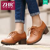 ZHR2016春季新款英伦风粗跟单鞋中跟女鞋真皮休闲鞋女牛津鞋子D57