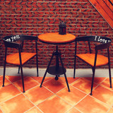 美式实木铁艺奶茶店桌椅组合酒吧户外阳台桌椅创意咖啡厅圆桌套装