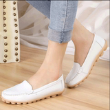 豆豆鞋女夏季韩版平底浅口单鞋护士鞋白色圆头坡跟百搭防滑孕妇鞋