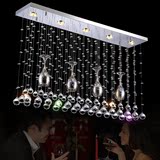 奢华长方形吊灯 LED餐厅吊灯三头水晶酒杯灯具 1米长款 吧台灯饰