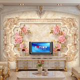 电视背景墙纸壁纸大型定制壁画客厅卧室温馨欧式3d立体时尚花纹