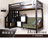 韩式白色成人实木梯柜高架床上下床学生儿童实木上下铺高低床包邮