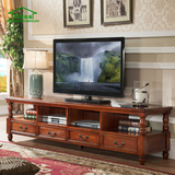 美式电视柜 欧式实木电视柜小户型客厅地柜乡村田园电视机柜2米