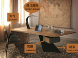 美式loft铁艺原木桌办公桌老板桌椅组合实木会议桌个性书桌大班台