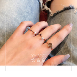 韩国宋慧乔孔孝真同款珍珠双球戒指 18k玫瑰金钛钢大小球极细指环