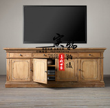 新款美式乡村实木家具复古仿古客厅4门储物柜欧式现代简约电视柜