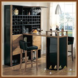 现代简约木纹黑色高酒柜复古餐厅组合中式质家庭客厅用定制大吧台
