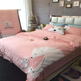 韩国ins爆款全棉卡通可爱熊四件套简约个性床上用品床单床笠被套