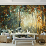 欧式复古手绘创意抽象油画壁纸 沙发电视背景墙壁画 个性定制墙纸