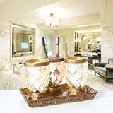 欧式创意漱口杯牙杯洗浴用品水晶透明树脂卫生间精美情侣洗漱套装