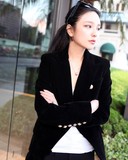 春装西装领2016新款黑色短款巴尔曼 显瘦韩版丝绒小西服外套女