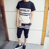 男士夏季潮流短袖t恤运动套装韩版青少年夏天潮学生半袖小衫薄款