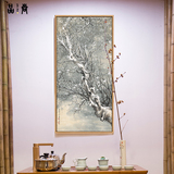 现代中式客厅装饰画会所饭店大幅挂画雪梅水墨画简约卧室餐厅壁画