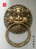 中式仿古大门纯铜兽头古典大门实木门虎头拉手纯铜狮子头门环拉环