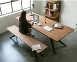 LOFT美式乡村风格铁艺餐桌全实木设计书桌会议桌长桌办公桌写字台