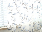 美式乡村纯色高档外贸绿叶绣花窗纱卧室客厅飘窗定制成品窗帘窗纱