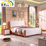 地中海全实木床1.8米双人床白色1.5M橡木床中式储物床婚床公主床