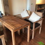 漫咖啡桌椅咖啡厅家具做旧老榆木方桌实木桌漫咖啡方桌榆木老门板