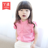 童装夏装2016新款女童衬衫小童短袖儿童白色衬衣夏款韩版宝宝衣服