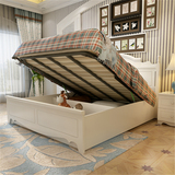 潞城韩式床田园床公主床双人床1.8米实木床高箱储物床白色欧式床